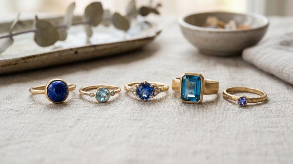 Découvrez la collection de bagues élégantes en pierre bleue